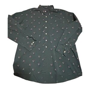 Stars And Stripes‎ Mens Shirt Extra Large Vintage Patriotic Green Button Up